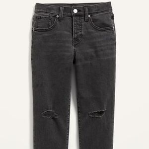 Old Navy High Waisted O.G. Straight Button Fly Ripped Jeans Black 14